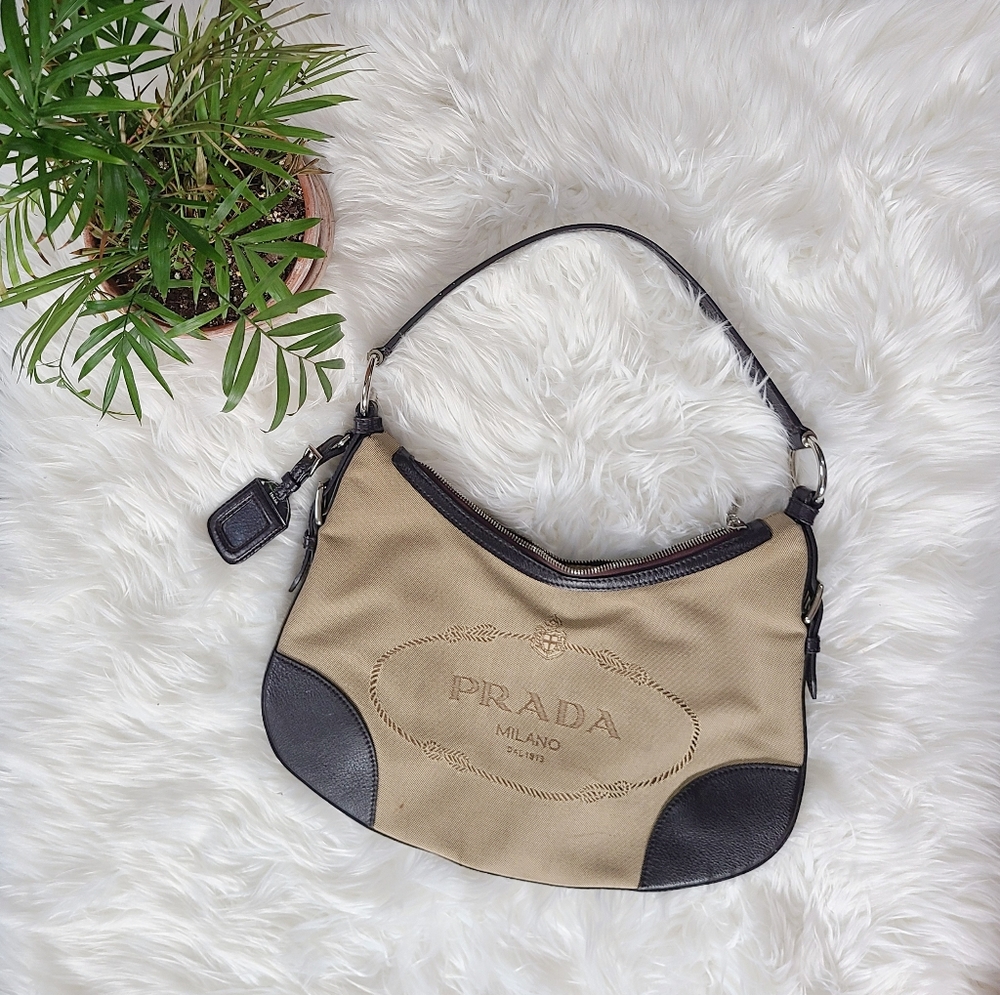 PRADA Luxurious Jacquard Logo Hobo Bag - Picture 4 of 16
